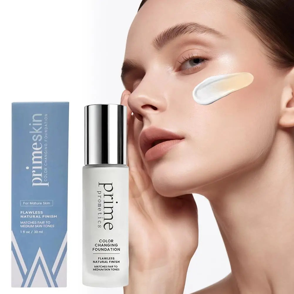 Prime Prometics Color Changing Foundation 30ml Tone Matching Liquid Makeup Flawless Natural Finish Waterproof Face Base Cream